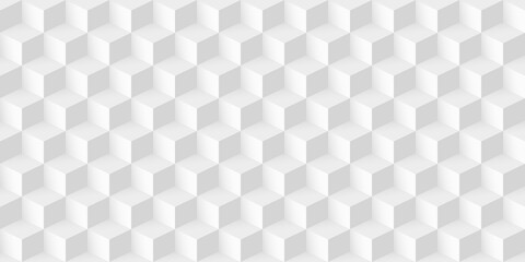 Seamless geometric cube background. 3d abstract white and grey design vector illustration. Retro style with mosaic structure effect. Modern wallpaper with dimensions in volume