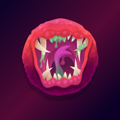 Monster or spooky animal toothy jaws or mouth, flat vector illustration isolated.