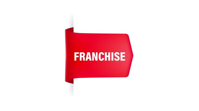 Franchise red label for marketing advertising design. Motion graphics.