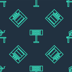 Set line Electric heater, Oven and Table saw for woodwork on seamless pattern. Vector