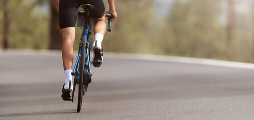 Naklejka premium Road bike cyclist man cycling, athlete on a race cycle 