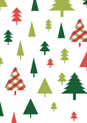 Obraz premium Set collection of pine trees in different colors. Pattern. Vector illustration.