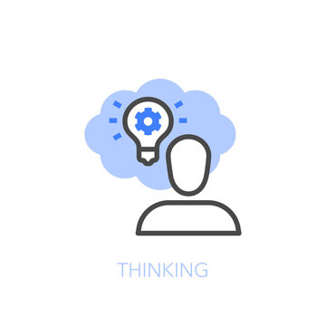 Thinking symbol with a person and a thinking bubble. Easy to use for your website or presentation.