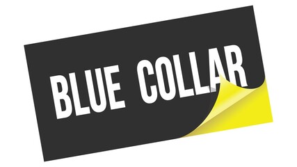 BLUE  COLLAR text on black yellow sticker stamp.