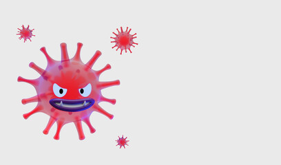 3D rendering illustration of virus characters on white background, concept illustration