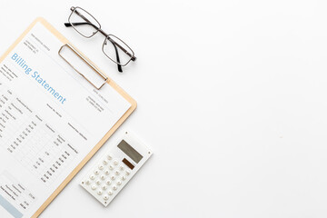 Medical billing statement with calculator. Payment for hospital service