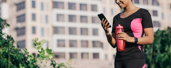 Active sports, weight loss and modern gadgets for workouts outdoor