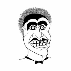 A spectacular man. Mafioso caricature. Drug baron. Bandit. Boxing trainer with funny hairstyle