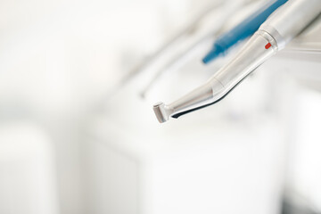 Closeup of a modern dentist tools, burnishers with blurred background