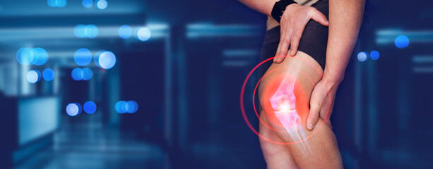 Person suffering from knee pain.  Digital bone on the human foot. 
Injury caused by training....