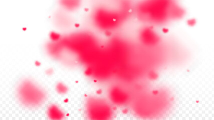 Hearts Confetti Falling Background. St. Valentine's Day pattern. Romantic Scattered Hearts Design Element. Love. Sweet Moment. Gift. Cute Element of Design for Sales or Celebration.