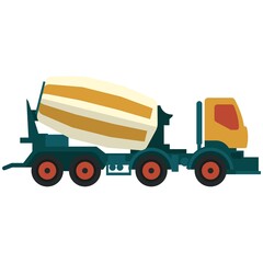 Truck concrete and cement mixer vector construction vehicle