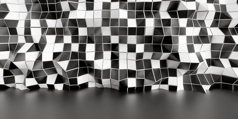 abstract wall of messy black and white squares