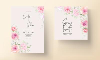 Elegant soft floral wedding invitation card design