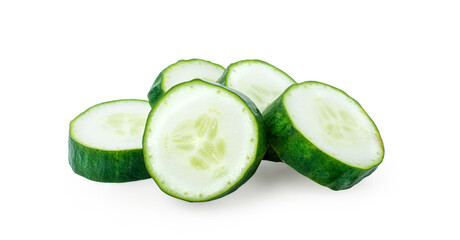 fresh green zucchini slice isolated on white background