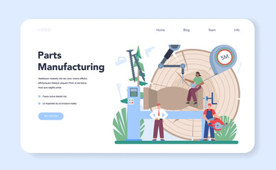 Wood products production operator web banner or landing page.