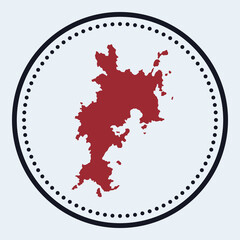 Komodo round stamp. Round logo with island map and title. Stylish minimal Komodo badge with map. Vector illustration.