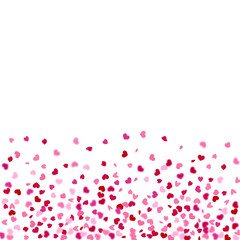Heart Background.  Exploding Like Sign. Vector Template for Mother's Day Card. Red Pink Empty Vintage Confetti Template. 8 March Banner with Flat Heart. St Valentine Day Card with Classical Hearts.