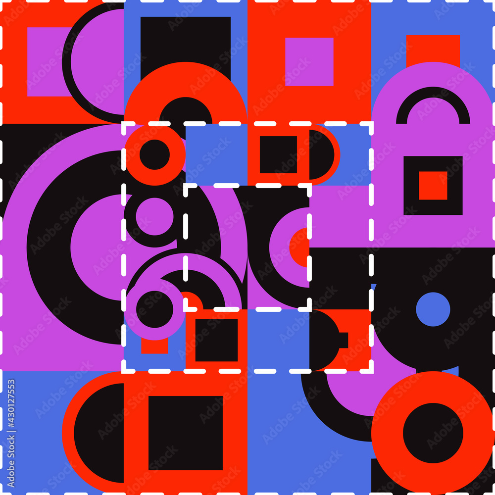 Poster abstract shapes in red and purple colors. vector.