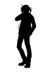 silhouette illustration of a boy in anime style