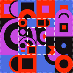 Abstract shapes in red and purple colors. Vector.