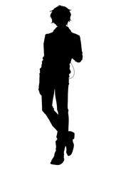 silhouette illustration of a boy in anime style