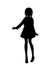 silhouette illustration of a girl in anime style