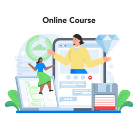 Programmer online service or platform. Coding, testing and writing program.