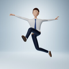 Businessman cartoon character jumping