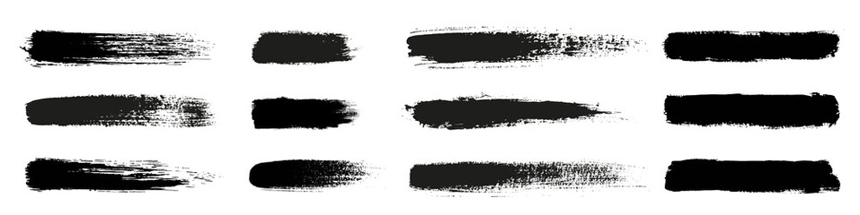 Fototapeta Big collection of grunge black paint, ink brush strokes. Brushes, lines, brush, strokes, grunge, dirty, backdrop. Grunge backgrounds set - stock vector. obraz