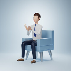Businessman cartoon character sitting with clap