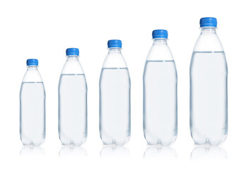 Naklejka premium Set with different bottles of pure water on white background