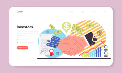 Investor web banner or landing page. Investing stategy, fundamental