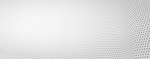 Fototapeta na wymiar 3D abstract monochrome background with dots pattern vector design, technology theme, dimensional dotted flow in perspective, big data, nanotechnology.