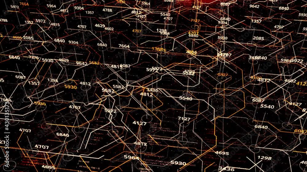 Poster big data analyzing and digital computing hologram over working cpu on the background. animation. fut