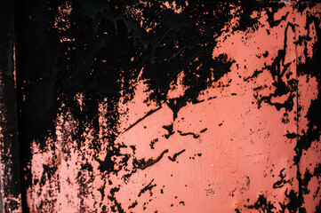 background metal surface with pink paint and rust