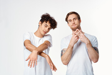 two friends fun friendship studio emotions isolated foil