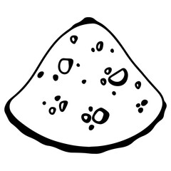 Seashell clam linear doodle contour hand drawing isolate on white background. Monochrome digital art graphics. Print for tattoo, coloring book, children's page, menu, packaging, brand