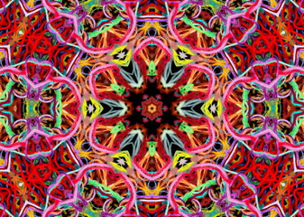 Abstract pattern of bright multicolored threads with 3D effect