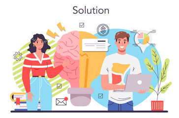 Solution concept illustration. Solving the problem and finding