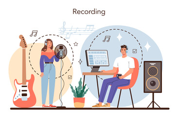 Sound engineer concept. Music production industry, sound recording