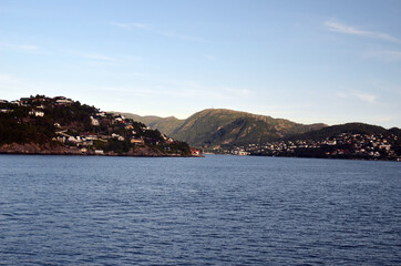 Naklejka premium View from the board of Flam - Bergen ferry. Sognefjord, Norway, Scandinavia. Tourism and travel.