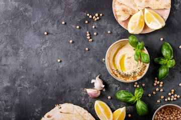 Hummus with olive oil and ground cumin