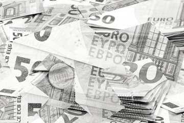 background from euro banknotes, Euro banknote as part of the economic and trading system, Close-up