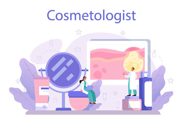 Cosmetologist concept, skin care and treatment. Young woman treating