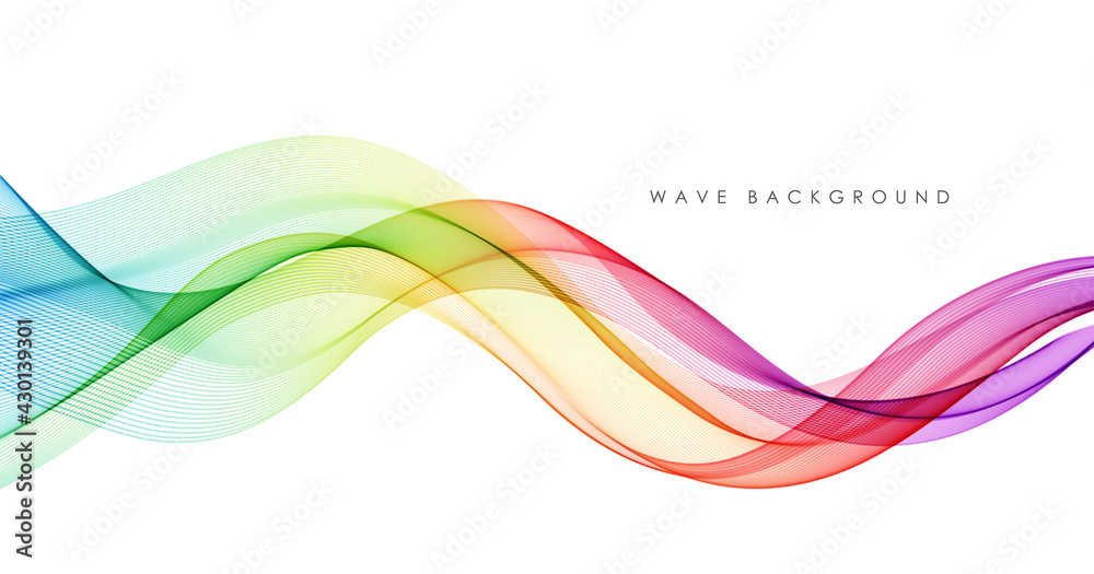 Aufkleber Vector abstract colorful flowing wave lines isolated on white background. Design element for technology, science, music or modern concept.