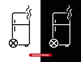 Vector image. Icon of a broken fridge.