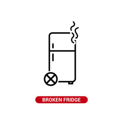 Vector image. Icon of a broken fridge.