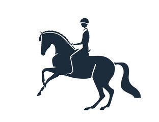 Rider riding horse outline icon. Equestrian competitions, horseback concept. Vector illustration for print, web, mobile and infographics on white background