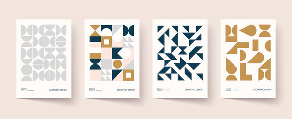 Trendy covers design. Minimal geometric shapes compositions. Applicable for brochures, posters, covers and banners. - obrazy, fototapety, plakaty